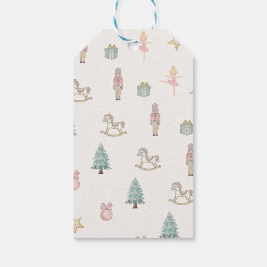 水色くるみ割りクラッカーメリークリスマスベビーシャワー ギフトタグ (裏面)