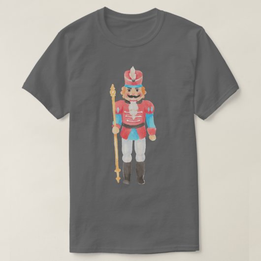 水色くるみ割りサンタ・クリスマスツリー灯 Tシャツ (デザイン正面)