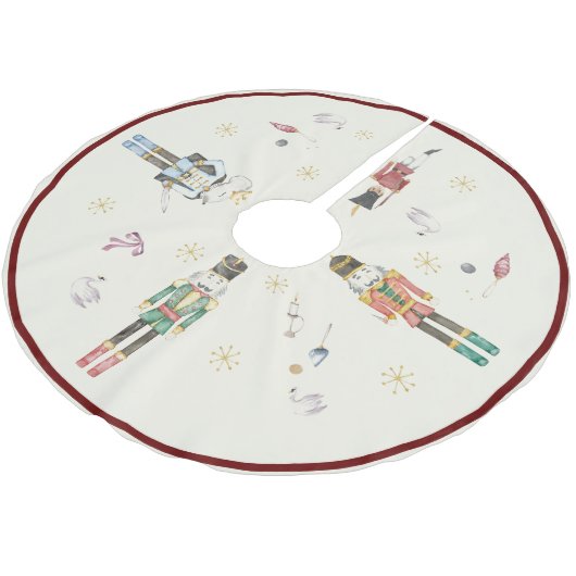 水色くるみ割りテーマクリスマス ブラッシュドポリエステルツリースカート (アングル)