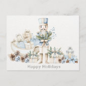 水色くるみ割りハッピーホリデーハガキ シーズンポストカード (正面)