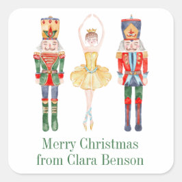 水色くるみ割りバレエパーソナライズされたー スクエアシール