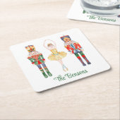 水色くるみ割りバレエパーソナライズされたー スクエアペーパーコースター (アングル)