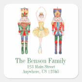 水色くるみ割りバレエ差出人住所 スクエアシール (正面)