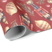 水色くるみ割りパインクリスマスホリデー ラッピングペーパー (ロールコーナー)