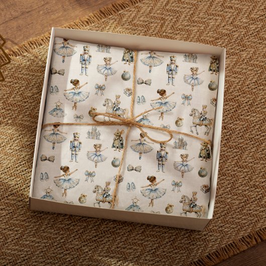 水色くるみ割りパターンのクリスマス 薄葉紙