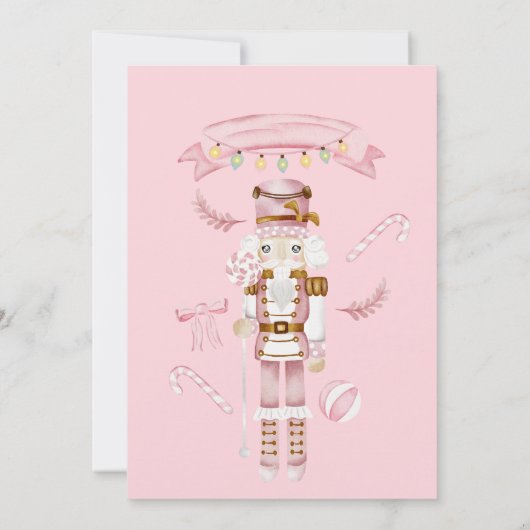 水色くるみ割りピンク赤ちゃんシャワー 招待状 (裏面)