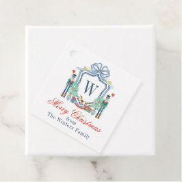 水色くるみ割りモノグラムクレストクリスマス フェイバータグ