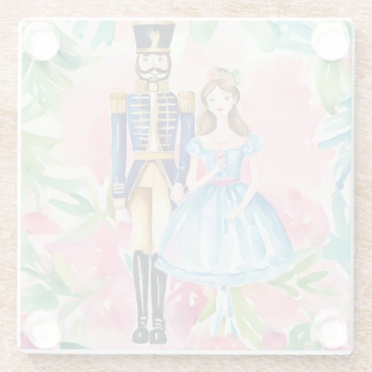 水色くるみ割り器とクララクリスマス ガラスコースター (裏面)