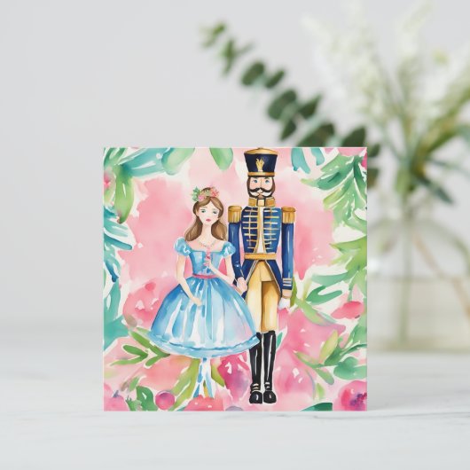 水色くるみ割り器とクララクリスマス シーズンカード (スタンド正面)