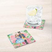 水色くるみ割り器とクララクリスマス スクエアペーパーコースター (インサイチュ)