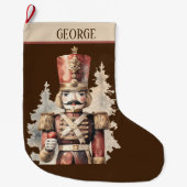 水色くるみ割り器の名前を追加 ラージクリスマスストッキング (正面)