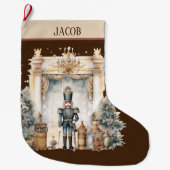 水色くるみ割り器の名前を追加 ラージクリスマスストッキング (正面)