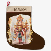 水色くるみ割り器の名前を追加 ラージクリスマスストッキング (正面)