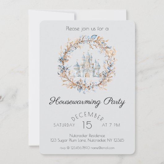 水色くるみ割り引っ越し祝いパーティーパーティー 招待状 (正面)