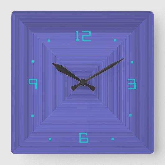 水色つき無地パープル>ウォールクロック スクエア壁時計 (正面)