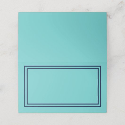 水色でテキストアクアティール（緑がかった色）を追加縁ど プレイスカード (外部開封)