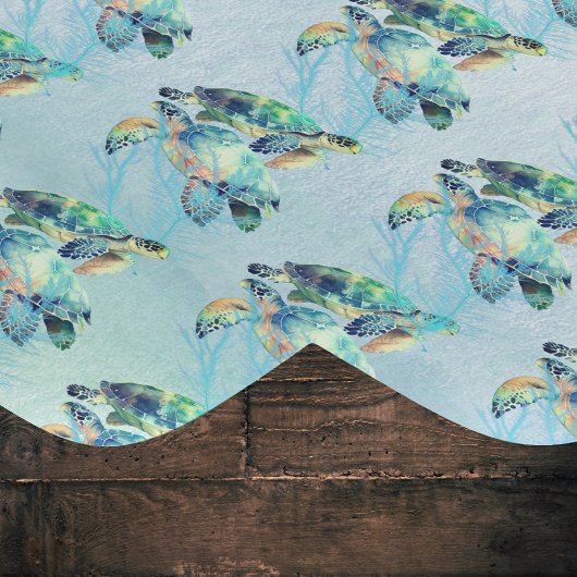 水色で泳ぐ夢のようなウミガメのルックシー ラッピングペーパー