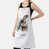 水色で竿に座っているキツツキ エプロン (インサイチュ)
