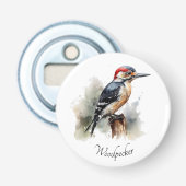 水色で竿に座っているキツツキ 栓抜き (正面)