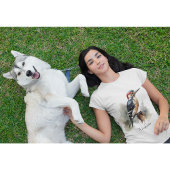 水色で竿に座っているキツツキ Tシャツ