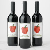 水色で赤オーガニックピーマンを生成 ワインラベル (ボトル)