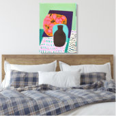 水色とオレンジ色の花瓶とテーブルの設定を禁止 キャンバスプリント (インサイチュ (寝室))