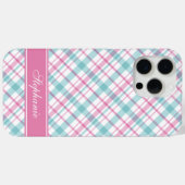 水色とピンクの格子模様 Case-Mate iPhoneケース (裏面 (横))