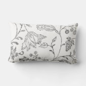 水色と灰色のヴィンテージモダンフローラ鳥パターン ランバークッション (裏面)