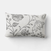 水色と灰色のヴィンテージモダンフローラ鳥パターン ランバークッション (裏面)