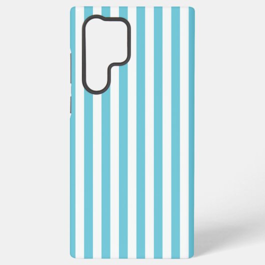 水色と白のクラシカルな縦ストライプ SAMSUNG GALAXYケース (裏面)