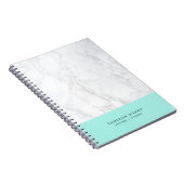 水色と白の大理石 | モダンパーソナライズされた ノートブック (右側)