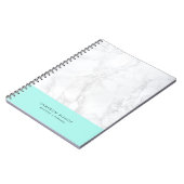 水色と白の大理石 | モダンパーソナライズされた ノートブック (左側)