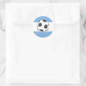 水色と白の背景のサッカーボール ラウンドシール (バッグ)