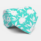水色と白の花の柄のgroomsmen 結婚's ネクタイ (ロール)