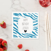 水色と白ゼブラ印刷 スタンダードカクテルナプキン (インサイチュ)