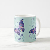 水色と紫の蝶 コーヒーマグカップ (正面右)