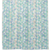 水色と緑の三角形シームレス シャワーカーテン (正面)