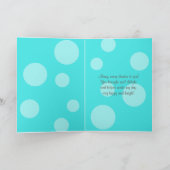 水色と茶色の水玉模様のバツ・ミツバ祭り感謝カード サンキューカード (内部)