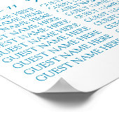 水色と金ゴールドのフローラ結婚の座席表 ポスター (角)