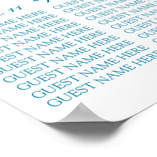 水色と金ゴールドのフローラ結婚の座席表 ポスター (角)