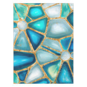 水色と金ゴールドセル – 海 テーブルクロス (正面)