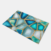 水色と金ゴールドセル – 海 ドアマット (アングル)