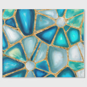 水色と金ゴールドセル – 海 ラッピングペーパー (フラット)