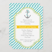 水色と黄色の海事をテーマにした結婚式のリハーサルディナー 招待状 (正面/裏面)