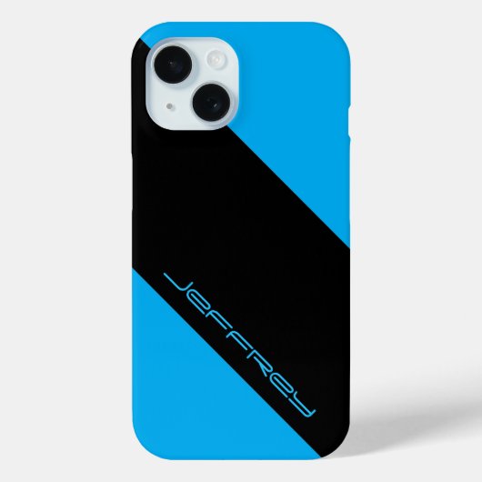 水色と黒、1つのミニマルストライプリスト、名前 Case-Mate iPhoneケース (裏面)