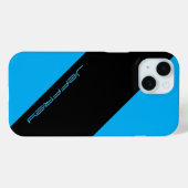 水色と黒、1つのミニマルストライプリスト、名前 Case-Mate iPhoneケース (裏面 (横))