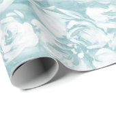 水色にピンク色の白い花 ラッピングペーパー (ロールコーナー)