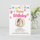 水色のかわいい誕生日パーティー 招待状 (スタンド正面)