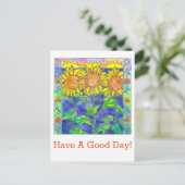 水色のひまわりは良い一日を過ごす ポストカード (スタンド正面)