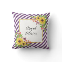 水色のひまわり及び紫ストライプの模様